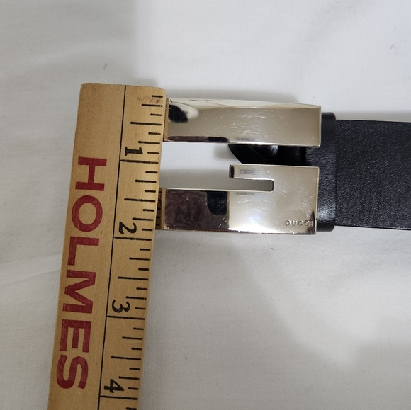 Vintage Gucci Black/Silver Leather Belt - Picture 5 of 6